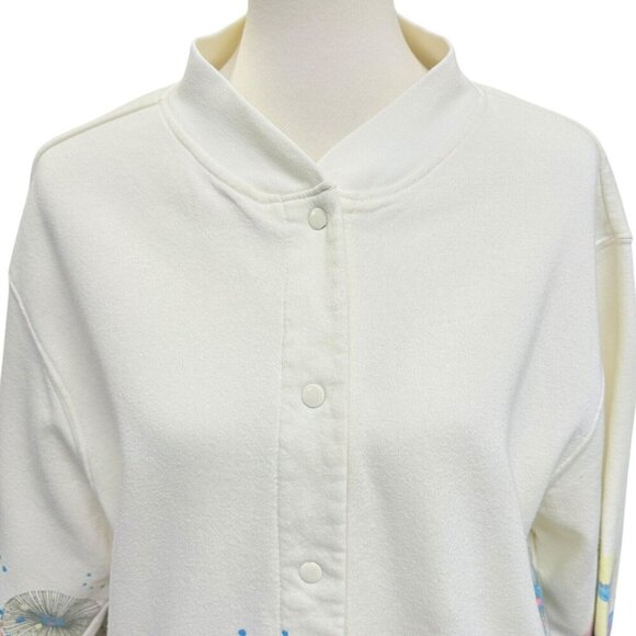 Blair Cream Floral Snap Front Jacket Women's L Spring Garden Print Lightweight - Picture 3 of 16